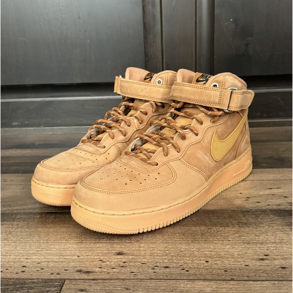 Nike Air Force 1 Mid '07 Flax/Wheat Gum Light Brown Shoes Size 12 EUC - Picture 2 of 12